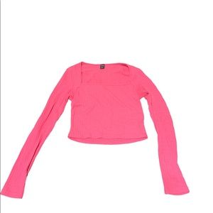 Hot pink, square neck crop top